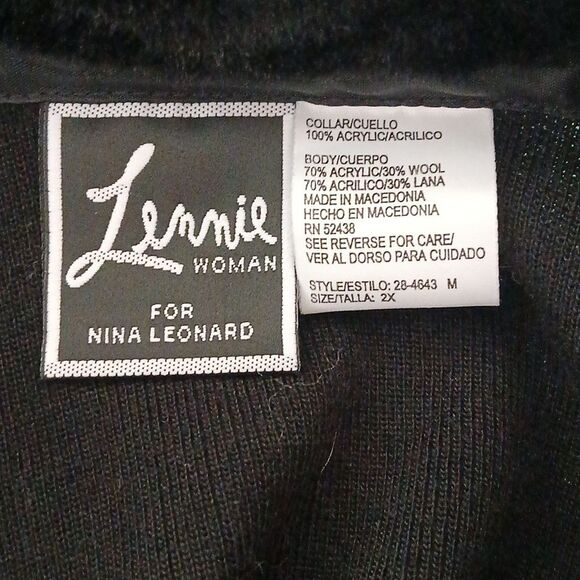 Lennie for Nina Leonard 2 pc  wool blend black dress and cardigan set Sz  2X NWT - Picture 8 of 12